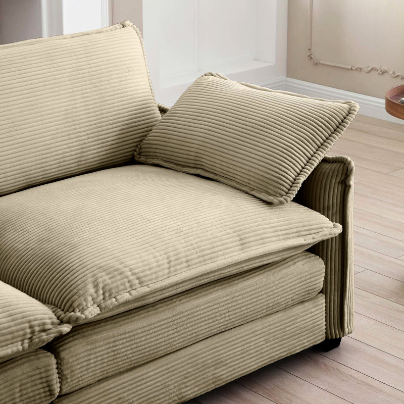 Fauteuil en velours côtelé brun clair, convient à plusieurs canapés, tabouret de chaise confortable, compatible avec différents types de confort