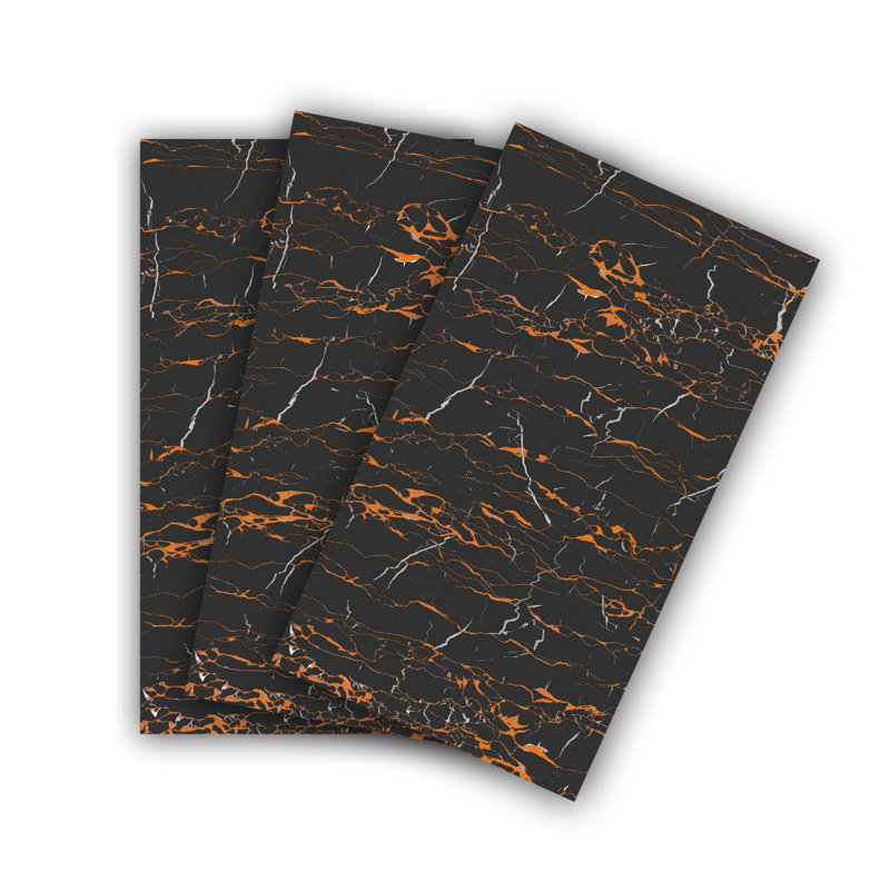 6 pièces de panneaux de salle de bain imperméables à l'eau avec dosseret et dosseret - carreaux de cuisine 12 x 24 (marbre noir)