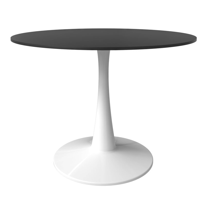 Table de salle à manger moderne à piédestal avec plateau en bois aggloméré durable et base en acier robuste - Parfait pour les cuisines et les salles à manger