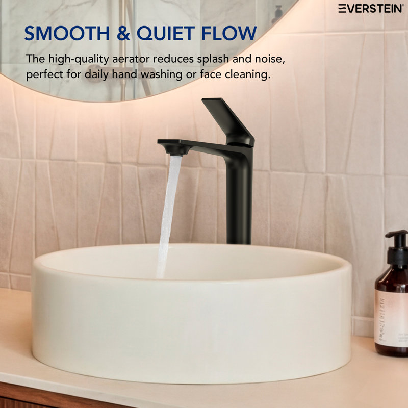 Single Hole Vessel Bathroom Faucet, Single Handle Vessel Bathroom Sink Faucet with Drain Assembly, Matte Black