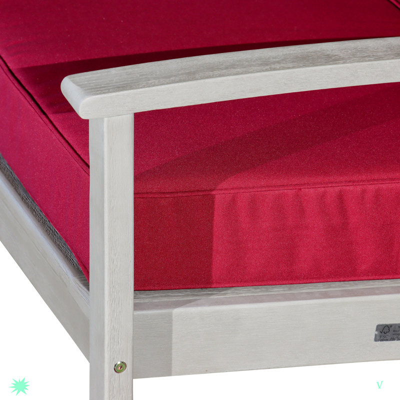 Méridienne d'extérieur en bois Toph, Gris, Rouge