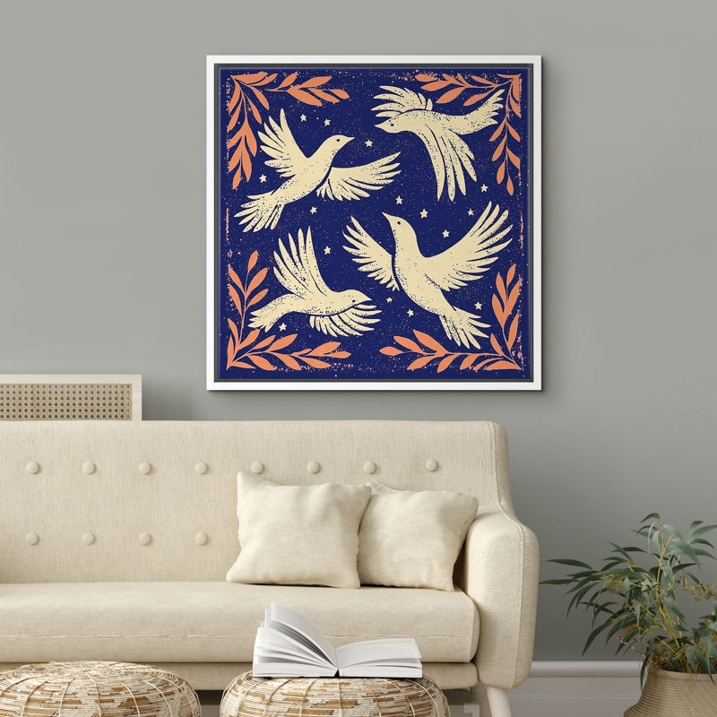 «Blue Peace Dove Pigeon Bird», impression sur toile encadrée, H 16 po x l 16 po, Blanc