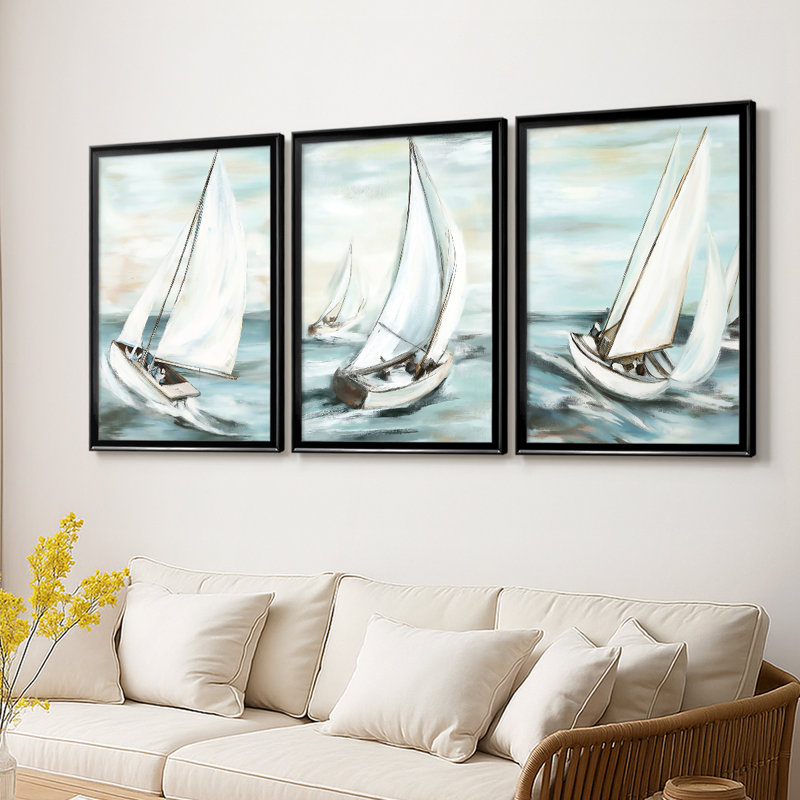 NAUTICAL Series Liv - Toile tendue avec châssis sur mesure - 3 pièces