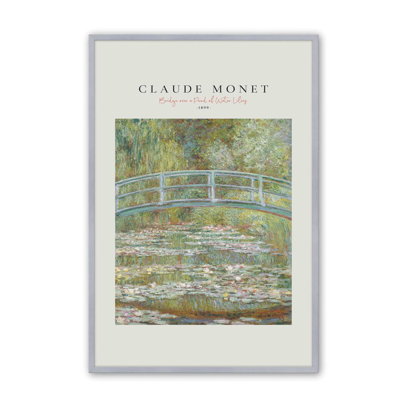 Pont sur un étang de nénuphars par Monet v2, H 11,25 po x l 9,25 po, Chrome poli