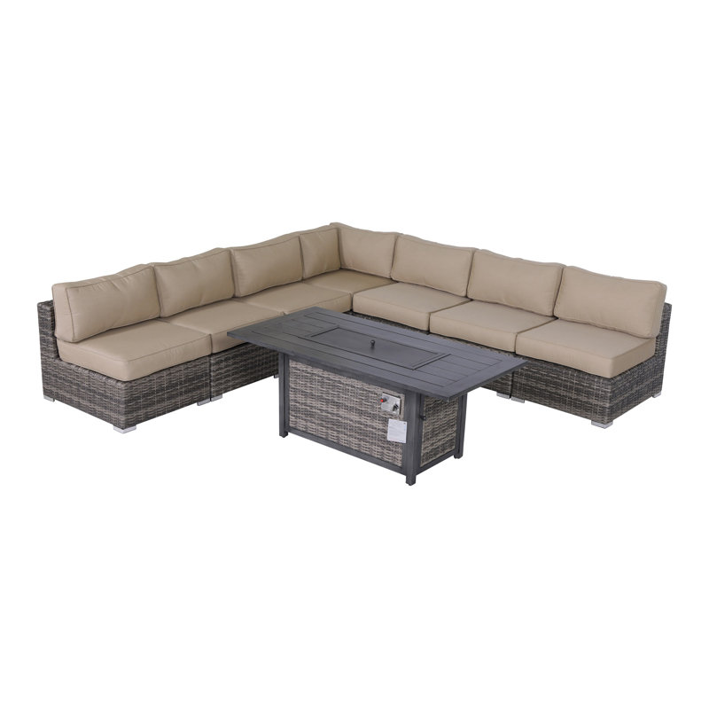 Ensemble de conversation modulaire avec coussins 8 pièces entièrement assemblé