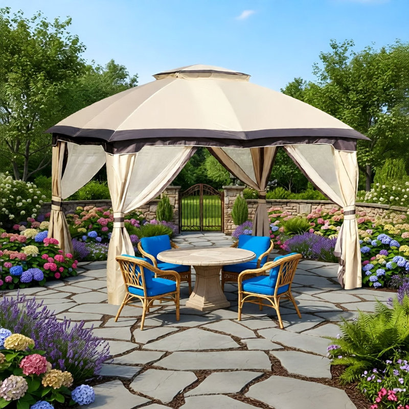 Gazebo Outdoor Gazebo, Patio Gazebo Canopy Shelter, Beige