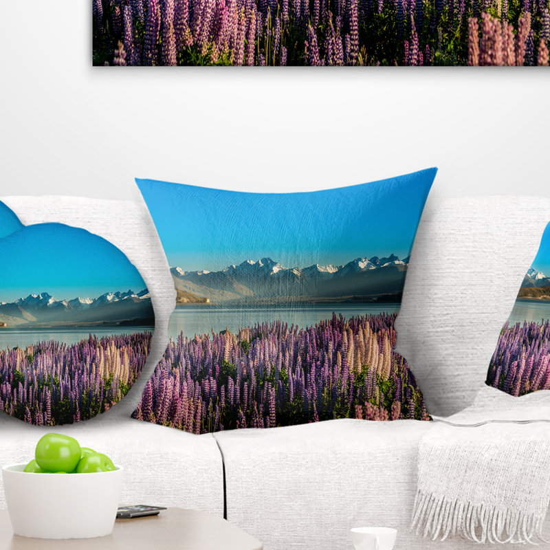 Coussin d’impression paysager et fleurs de montagne incroyables, 16 po x 1 po, Coussin décoratif