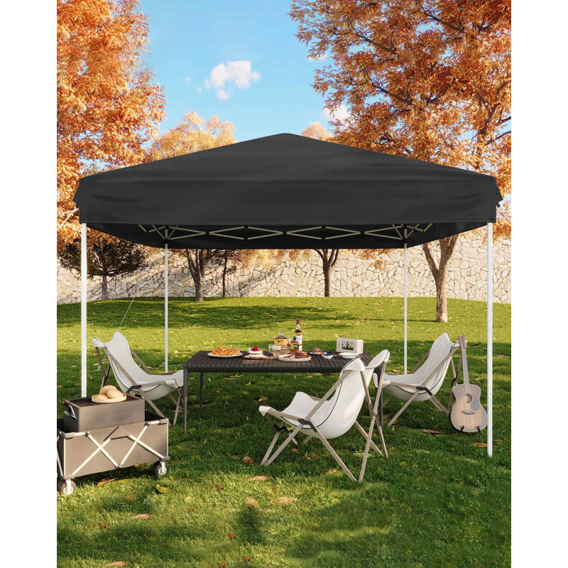 10x10ft Pop Up Canopy Tent – Outdoor Shade Shelter, Stainless Steel, Black