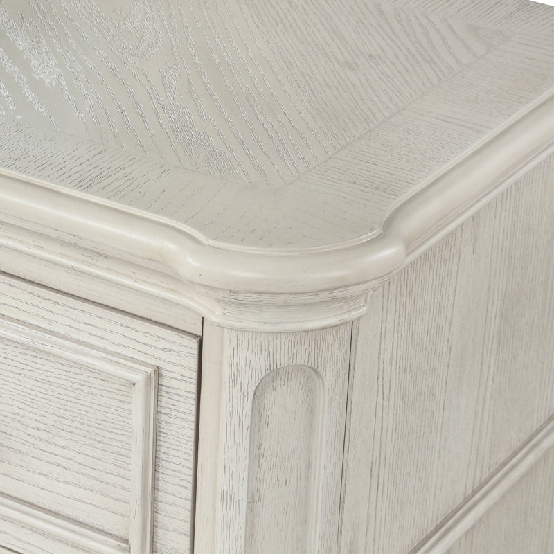 Table de chevet 2 tiroirs Roundhill Furniture, blanc antique