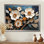 Blanc et or, charmante fleur printanière II - Fleurs, impression sur toile