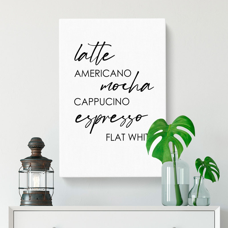 Coffee Types - Wrapped Canvas, 60cm H x 40cm W x 3cm D