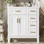 Meuble-lavabo moderne avec lavabo en céramique, armoire de rangement fonctionnelle, portes à fermeture en douceur et tiroirs pour petits espaces de salle de bain-646754144
