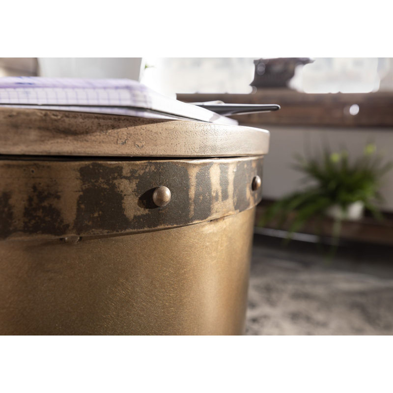 Heavy Industry Drum End Table, Brown