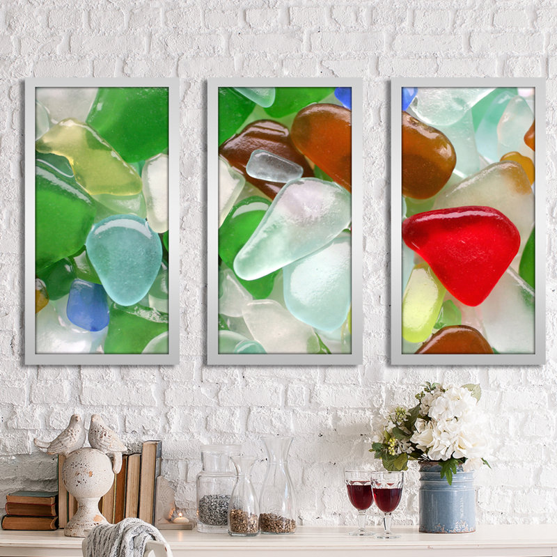 «Sea Glass», ensemble de 3 reproductions de photos sur acrylique, H 25,5 po x l 40,5 po x P 1 po