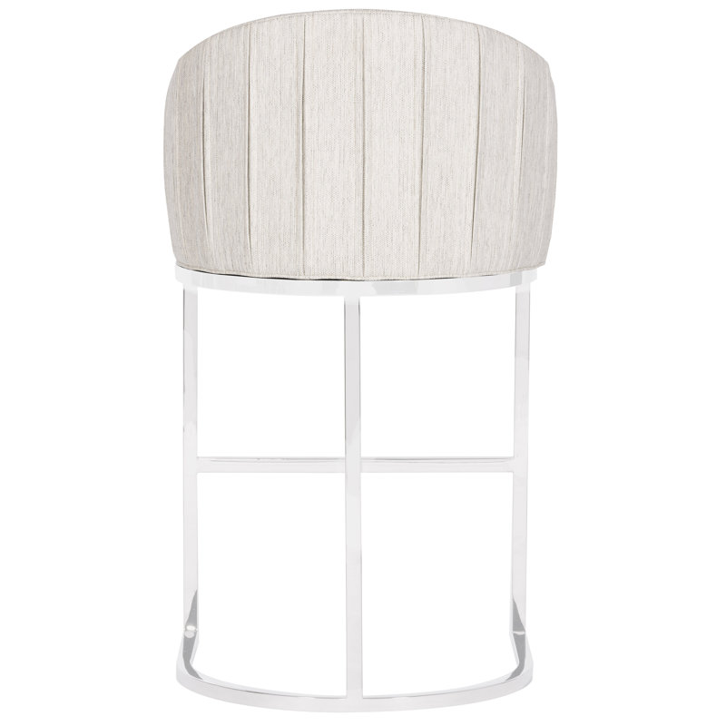 Upholstered Stool, Polished Nickel, Bar Stool (32" Seat Height)
