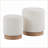 Nesting Ottomans Set of 2, Contemporary Cream Terry Cloth Natural Wood Base by LumiSource | Space-Saving | Natural Wood | Tan Brown-123499623