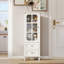 Buffet minimaliste avec portes en verre et double tiroir, buffet de rangement moderne, armoire de salon-203437675