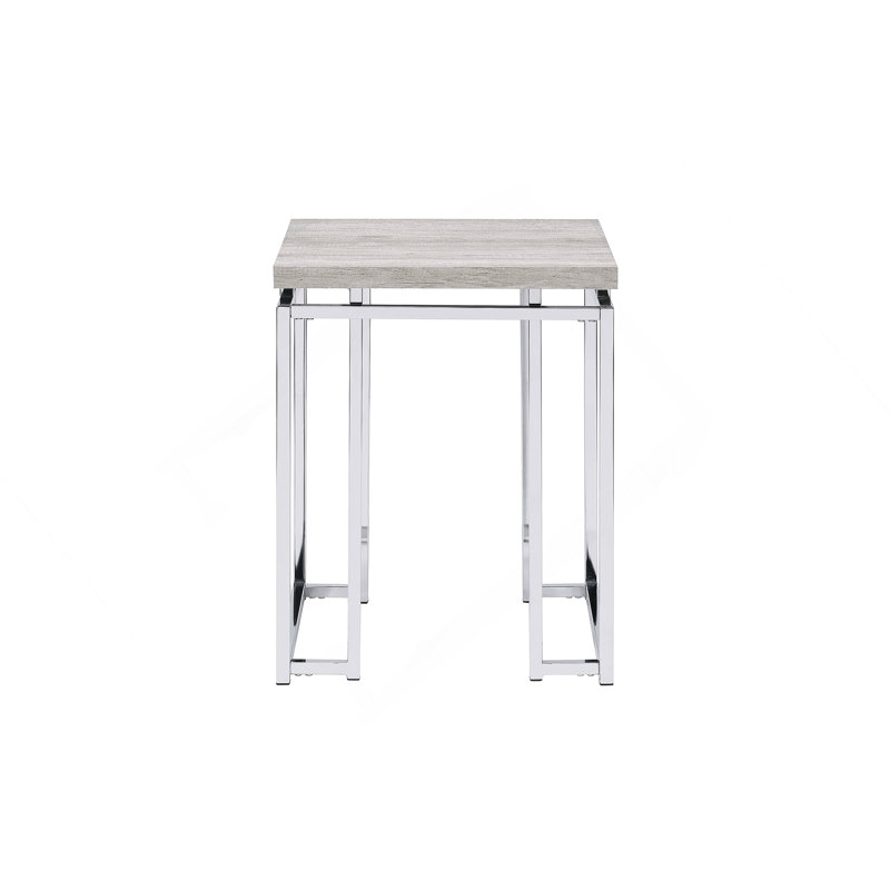 Natural Oak & Chrome Finish End Table