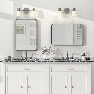 Molly Tempered Glass and Metal Framed French Cleat Mounted Wall Bathroom / Vanity Mirror
