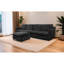 Canapé modulaire noir avec méridienne réversible - siège profond surdimensionné pour le salon ergonomique, mousse, velours court moelleux, assemblage - conception ergonomique moderne en L, lin doux