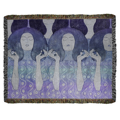 Gustav Klimt Hand Woven Throw Blanket