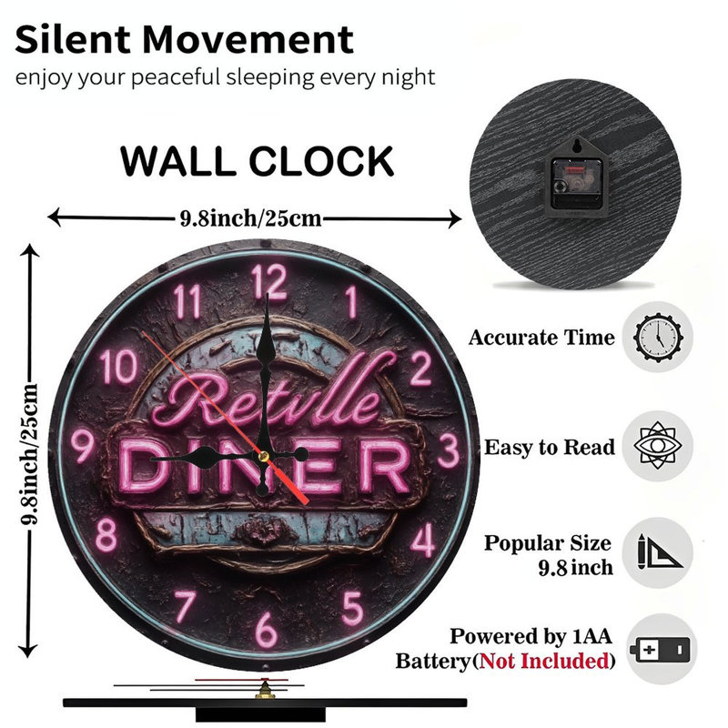 Horloge de style néon Retville