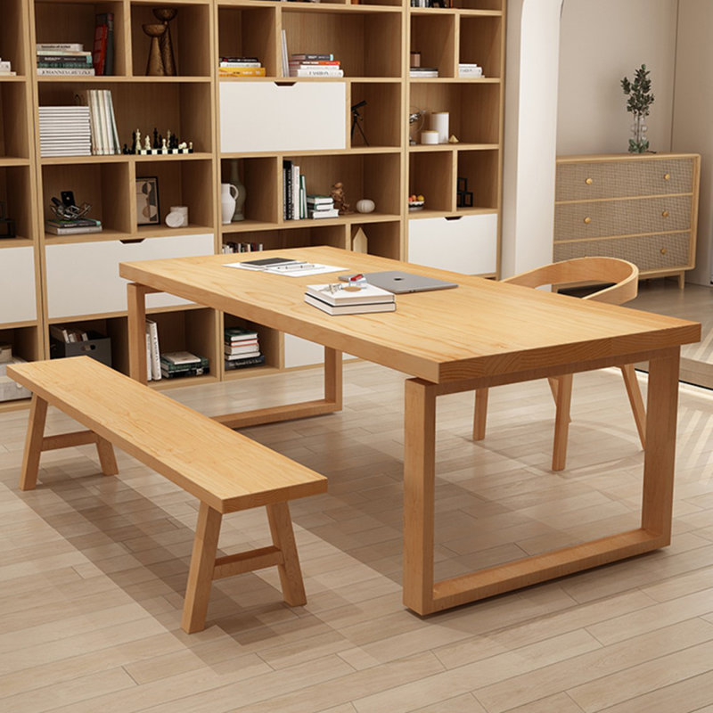Burlywood Rectangular Solid Wood desk, 29.53" H x 62.99" W x 27.56" D