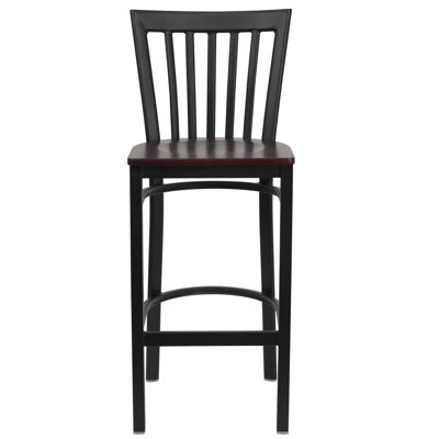 Worley School House Back Metal Restaurant Barstool with Vinyl Seat