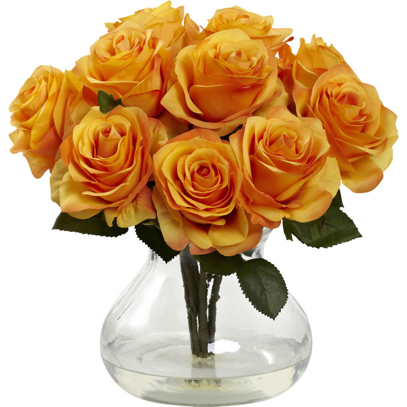 Centre de table Roses dans un vase, Orange