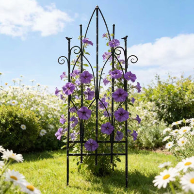 Clôture de jardin en fer, profondeur de 25,91 po, rétro, éloigne les animaux des légumes, treillis pour l'escalade et rouille - style antique, plantes à légumes, fleurs grimpantes, preuve