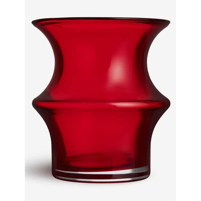 Pagod Handmade Glass Table Vase, Red, 6.6" H x 5.9" W x 5.9" D
