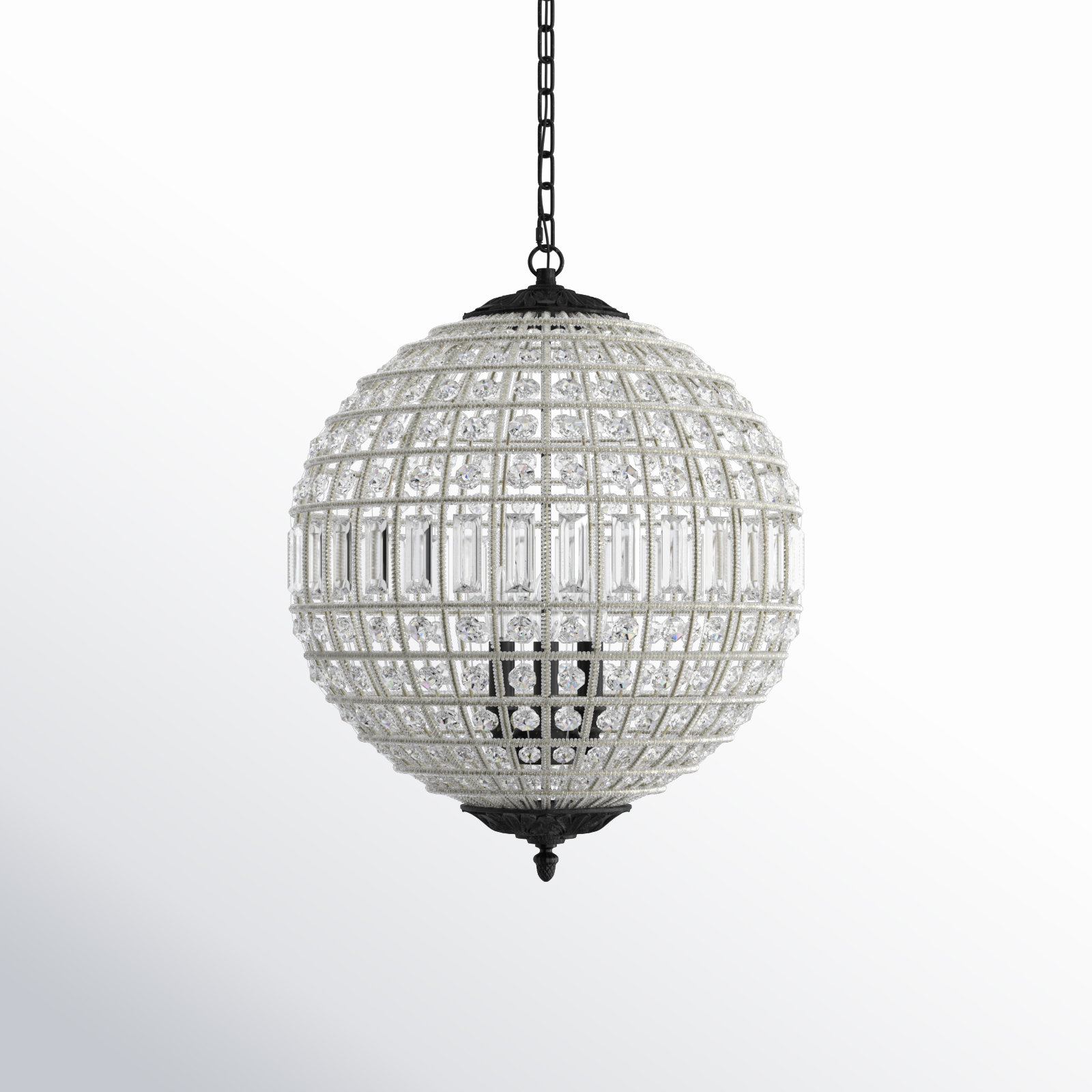 Rola Crystal Chandelier, Dark Bronze, 3 Lights