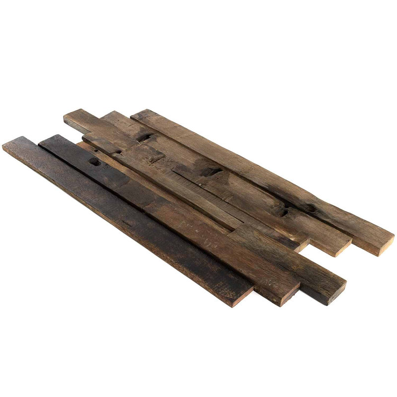 Driftwood 12x24 Textured Reclaimed Wood Mosaic Tile, Brownheart