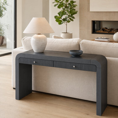 Console Rustic Charm avec tiroir cannelé et pieds réglables - parfait pour le décor du salon