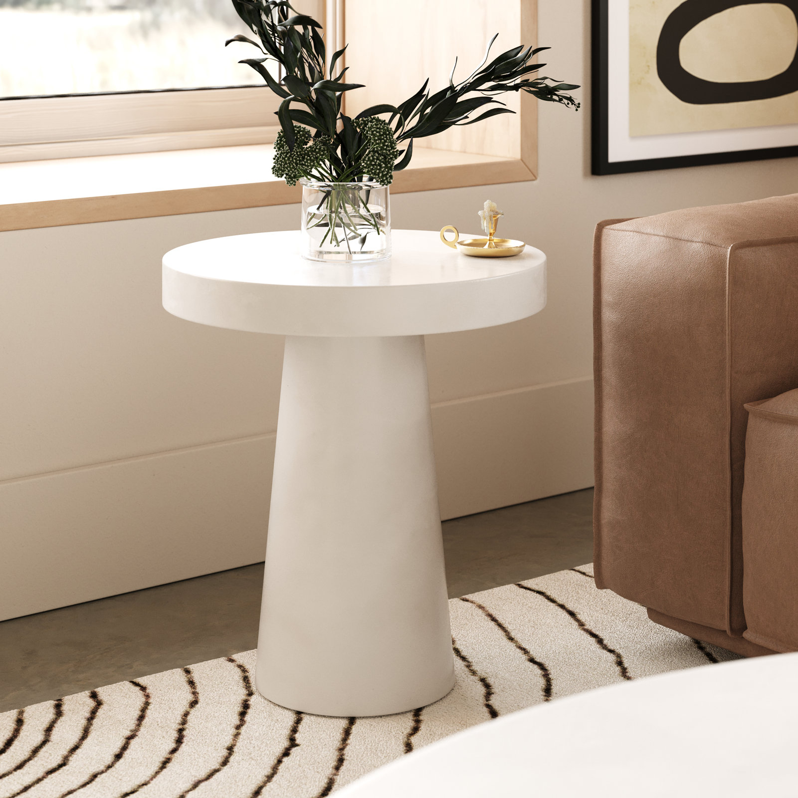 Prevelly 18" Patio Side Table, White