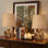 Ensemble de 2 petites lampes de table soufflées à la main, verre unique à imprimé léopard, abat-jour en lin naturel tissé, cadeaux pour femmes, 15 po