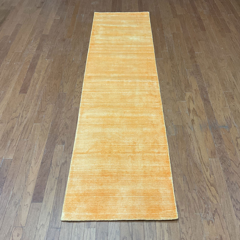 Tapis en soie noué à la main, Tapis de couloir 2 pi 6 po x 10 pi