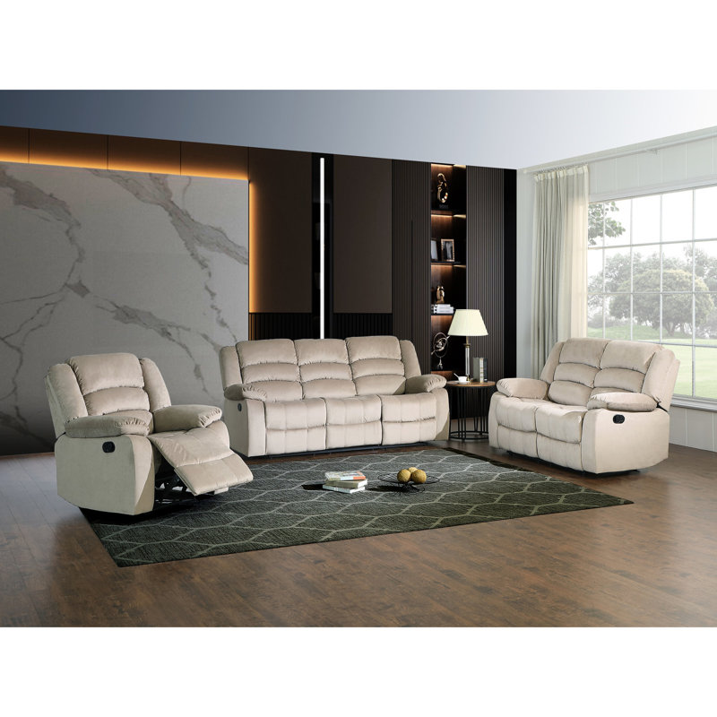 40 po Fauteuil inclinable large - microfibre transitionnelle beige avec bois franc et ressorts
