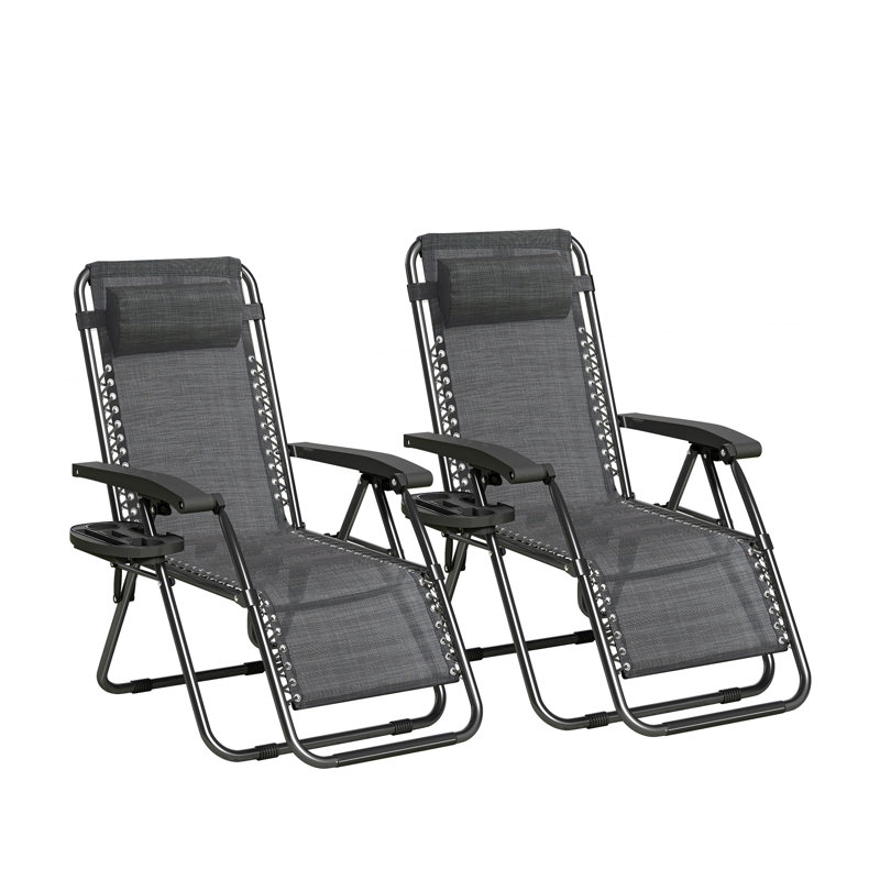 Folding Recliner Chair, Black/Grey