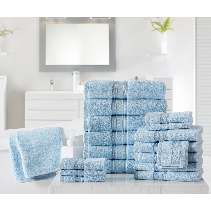 18-piece Cotton Towel Set, Baby Blue