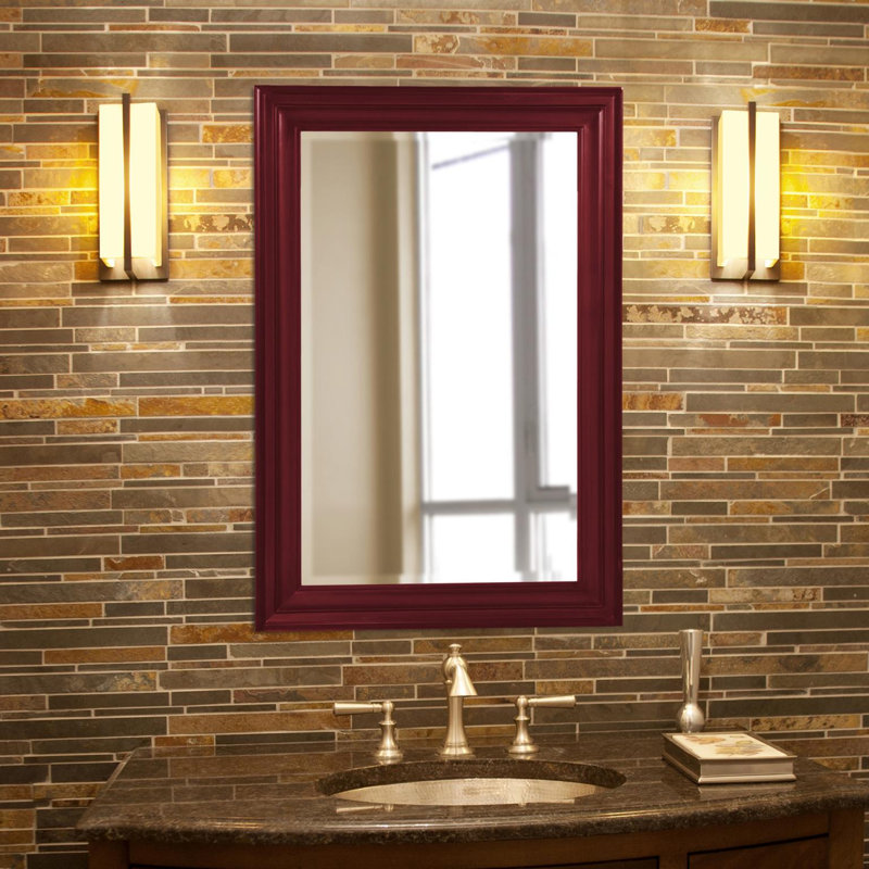 Cyrus Wood Rectangle Wall Mirror, Burgundy
