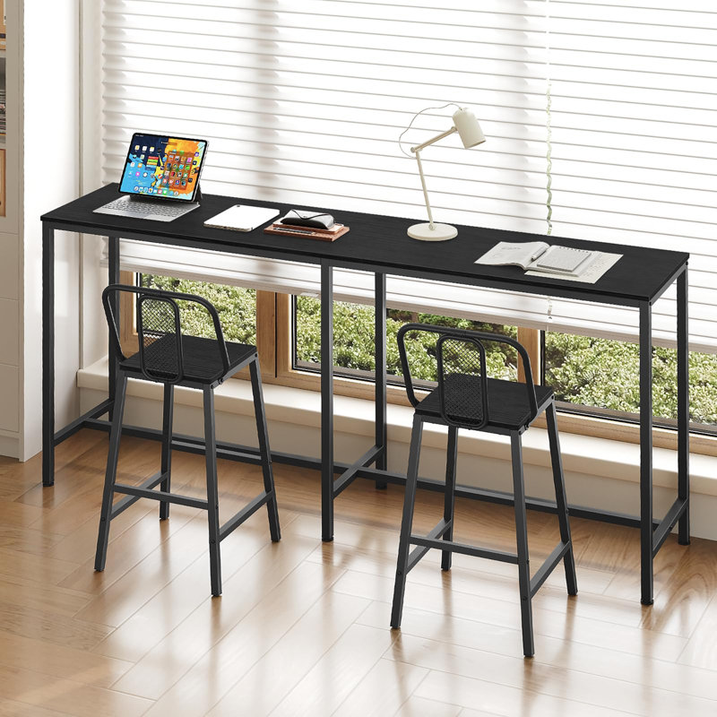 70.8 Inch Rectangular Counter Bar Height Table, High Top Pub Table for Indoor Use, Kitchen Living Room Entryway, Black
