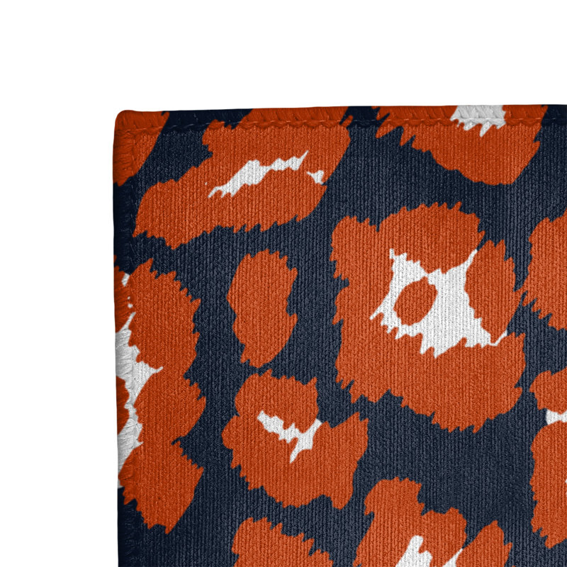 Imprimé animalier bleu marine/orange/blanc Tapis décoratif, Rectangle 9 pi x 12 pi