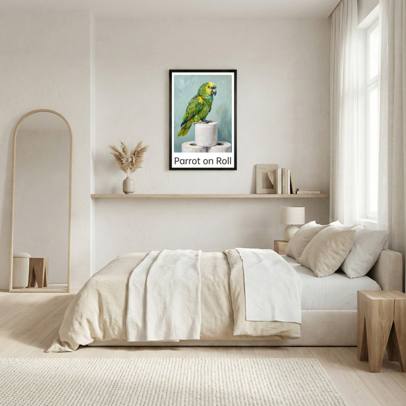 «Parrot On Roll», reproduction d'art sur toile tendue sur toile, ensemble de 1, H 30 po x l 20 po