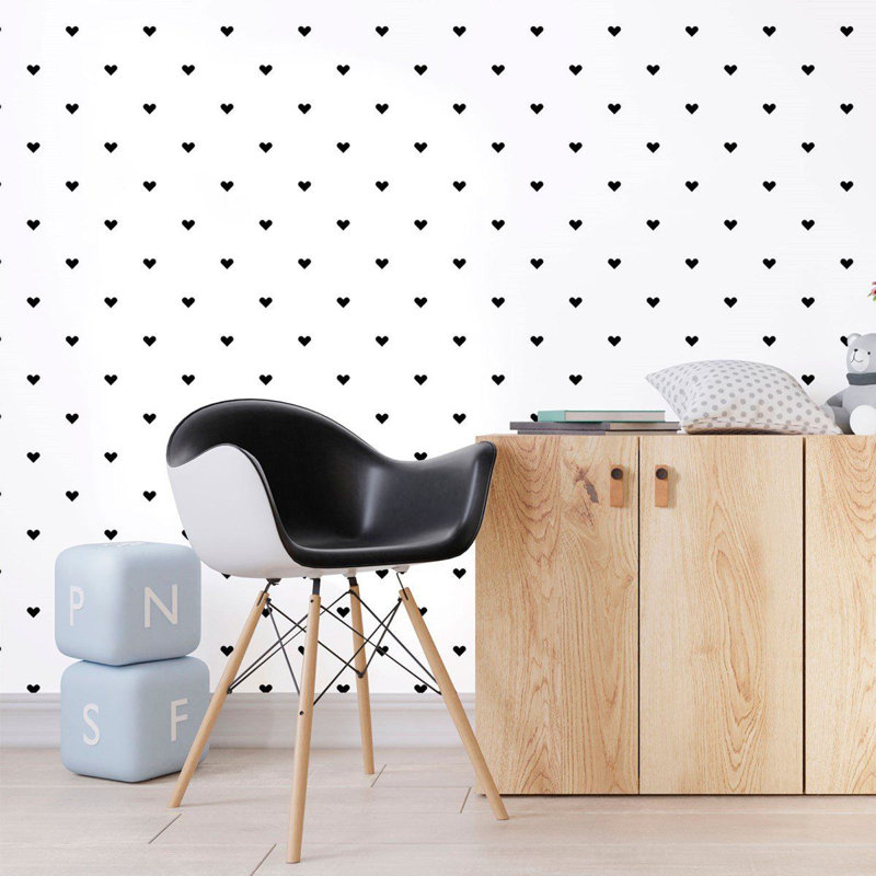 Knierim Smooth Wallpaper Roll, White/Black, 126" L x 24" W