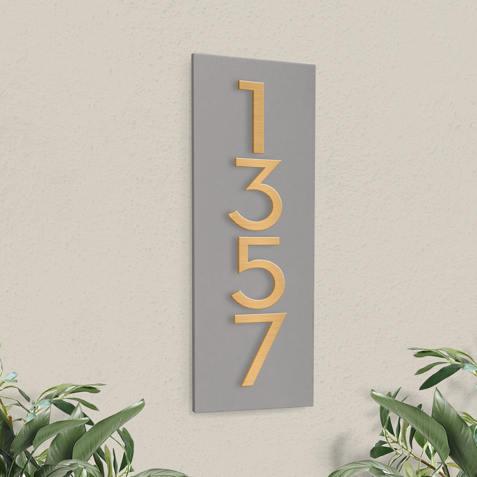 Simply Sweet Wall Address Plaque, Yes, Gray, Brass