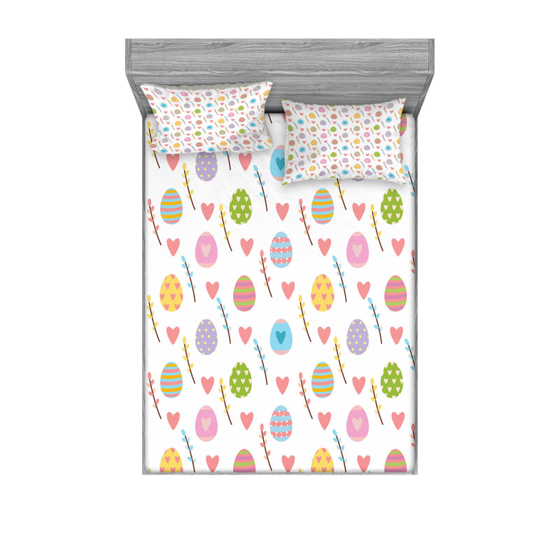 Multicolore drap-housse et coussin décoratif Ambesonne, Ensemble de draps pour très grand lit californien