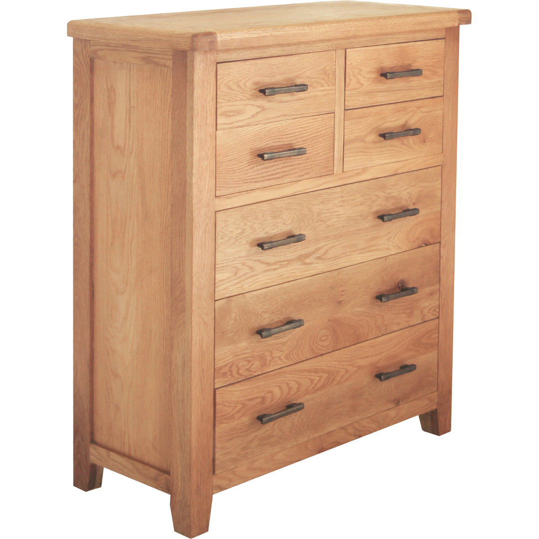 Ashly Solid Wood 90cm W 7 - Drawer Chest of Drawers