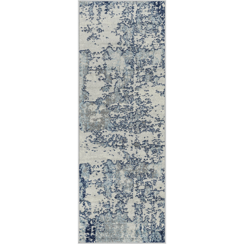 Wyona Power Loom Dark Blue/White/Charcoal Rug, Runner 140 x 200cm