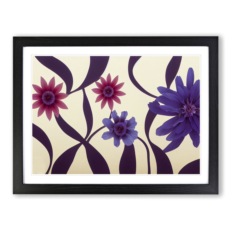 Appealing Flowers - Single Picture Frame Print, Black, 25cm H x 34cm W